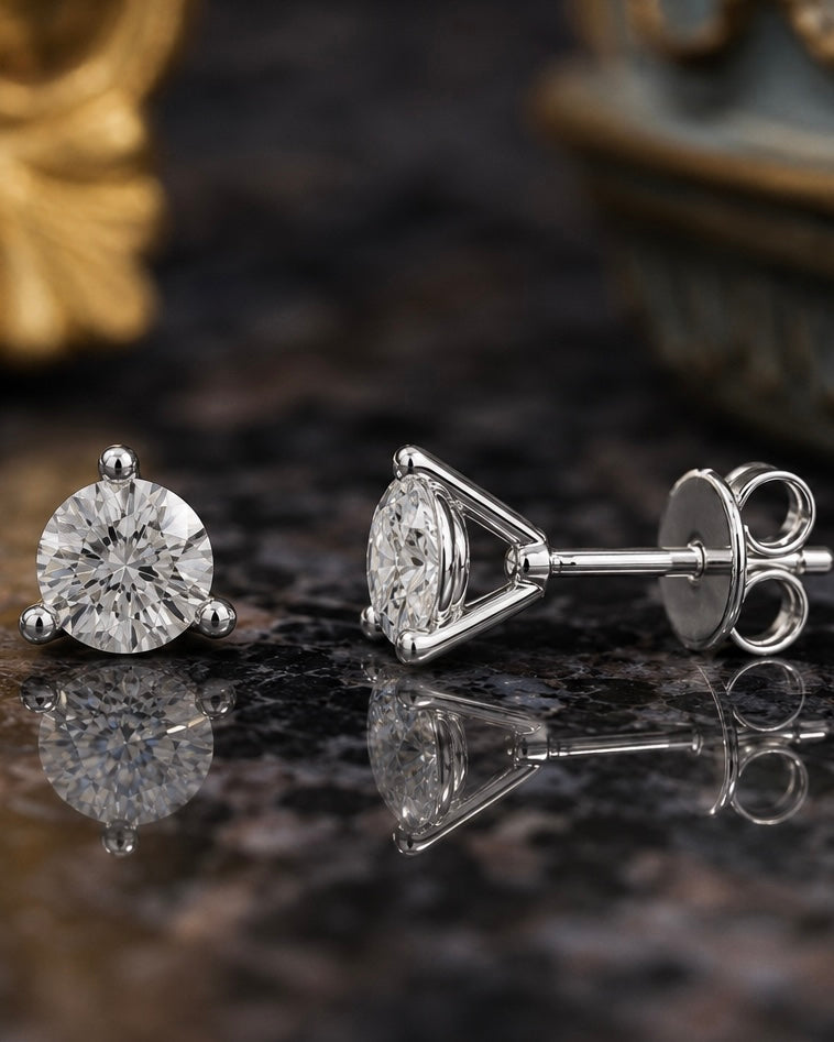 Classic Martini Studs (White Gold)