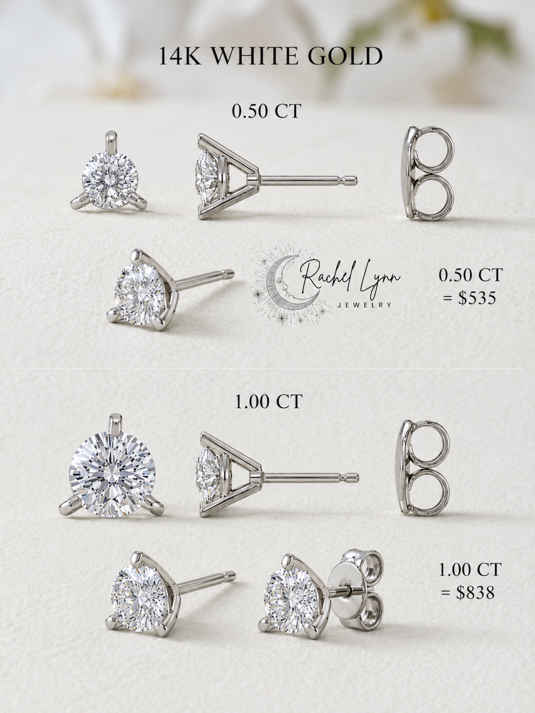 Classic Martini Studs (White Gold)