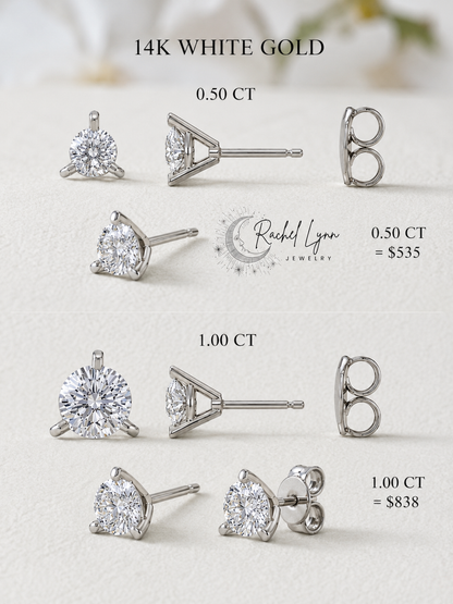 Classic Martini Studs (White Gold)
