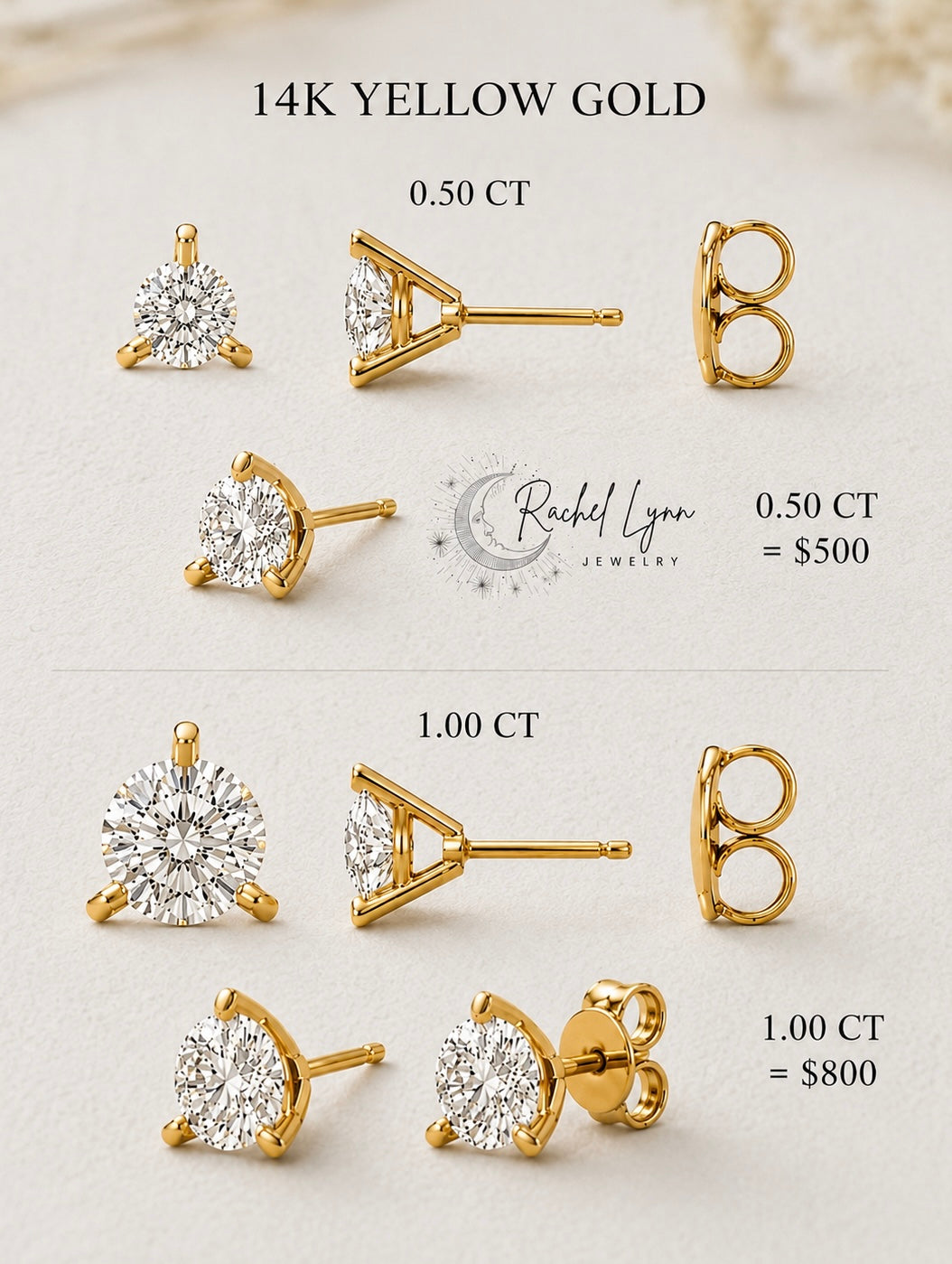 Classic Martini Studs (Yellow Gold)